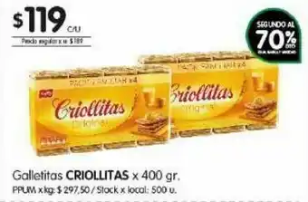 Jumbo Galletitas criollitas 400g oferta