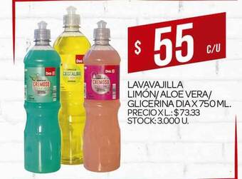 Supermercados DIA Lavavajilla Limón Aloe Vera Glicerina Dia x 750ml oferta