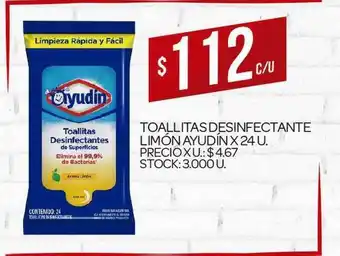 Ayudín Toallitas Desinfectante Limón x 24u