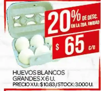 Supermercados DIA Huevos Blancos Grandes x 6 u oferta