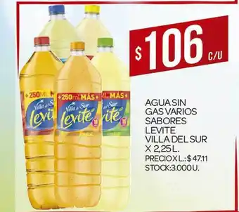 Supermercados DIA Levite Agua Sin Gas Varios Sabores Villa Del Sur x 2.25L oferta