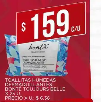 Supermercados DIA Bonté Toallitas Húmedas Desmaquillantes Toujours Belle X 25 U. oferta
