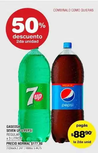 Atomo Conviene Gaseosa Seven Up O Pepsi Regular x 3litros oferta