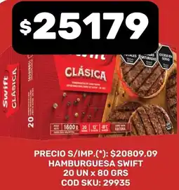 Supermercados Yaguar Swift hamburguesa oferta