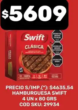 Supermercados Yaguar Swift hamburguesa oferta