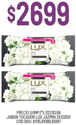 Supermercados Yaguar Lux jabon tocador jazmin oferta