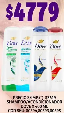 Supermercados Yaguar Dove shampoo/acondicionador oferta