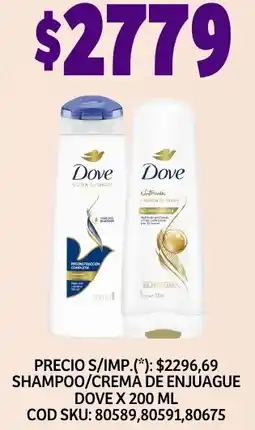 Supermercados Yaguar Dove shampoo/crema de enjuague oferta