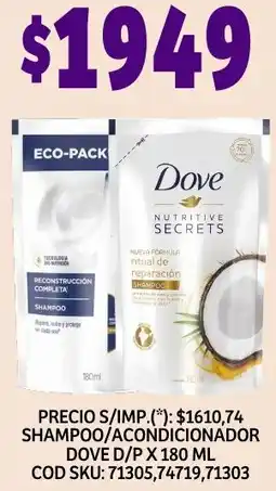 Supermercados Yaguar Dove shampoo/acondicionador d/p oferta