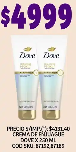 Supermercados Yaguar Dove crema de enjuague oferta