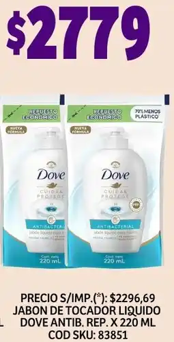 Supermercados Yaguar Dove jabon de tocador liquido antib. rep. oferta