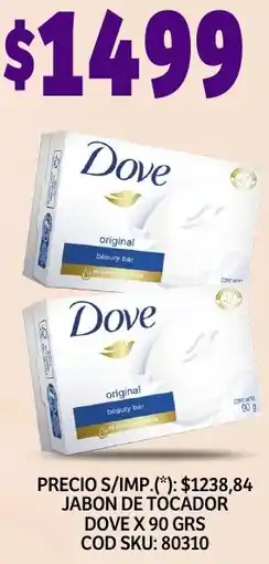 Supermercados Yaguar Dove jabon de tocador oferta
