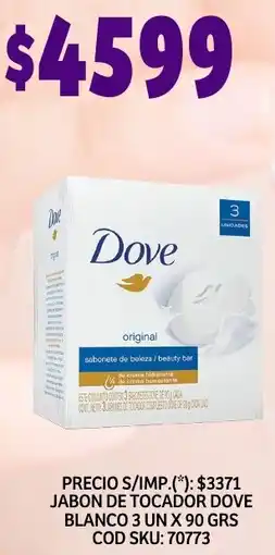 Supermercados Yaguar Dove jabon de tocador blanco oferta