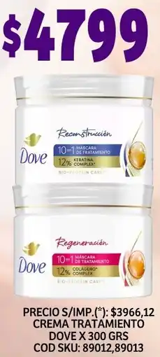 Supermercados Yaguar Dove crema tratamiento oferta