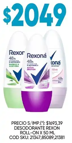 Supermercados Yaguar Rexona desodorante roll-on oferta
