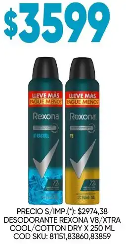 Supermercados Yaguar Rexona desodorante v8/xtra cool/cotton dry oferta