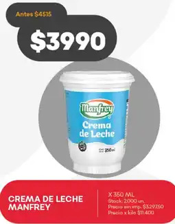 Supermercados Tadicor Manfrey crema de leche oferta