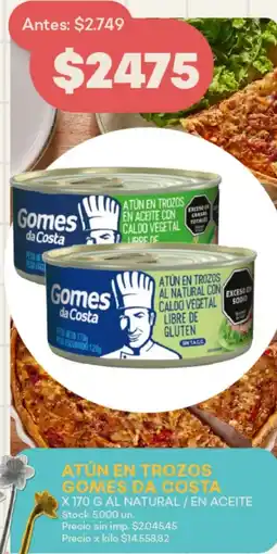 Supermercados Tadicor Gomes da costa atún en trozos al natural / en aceite oferta