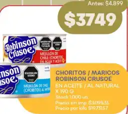 Supermercados Tadicor Choritos/maricos robinson crusoe en aceite / al natural oferta