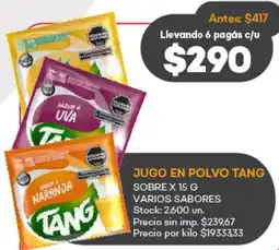 Supermercados Tadicor Tang jugo en polvo sobre oferta