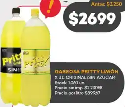 Supermercados Tadicor Pritty gaseosa limón original/sin azúcar oferta