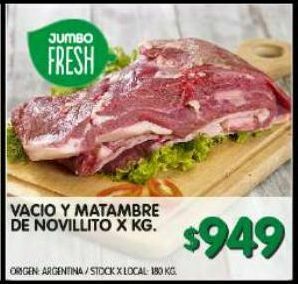 Jumbo Vacio y matambre de novillito x kg oferta