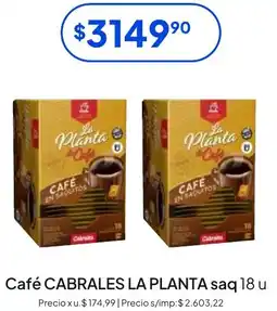 Hergo La planta café cabrales saq oferta