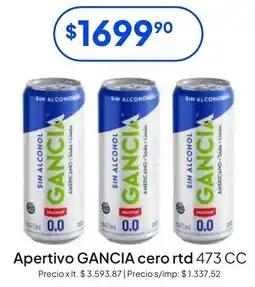 Hergo Gancia apertivo cero rtd oferta