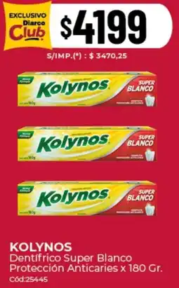 Diarco Kolynos dentifrico super blanco protección anticaries oferta