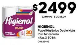 Diarco Higienol papel higiénico doble hoja plus manzanilla oferta