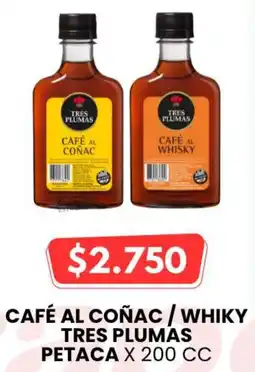 Autoservicio Capo Café al coñac/whiky tres plumas petaca oferta