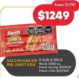 Supermercados Tadicor Swift kids salchichas sin piel oferta