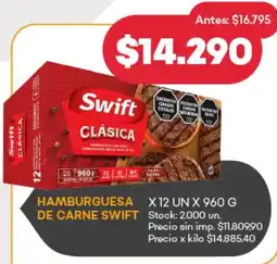 Supermercados Tadicor Swift hamburguesa de carne oferta