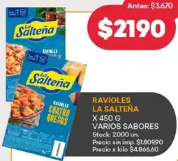 Supermercados Tadicor La salteña ravioles varios sabores oferta