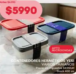 Supermercados Tadicor Contenedores herméticos yes! varios tamaños oferta