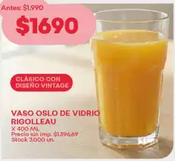 Supermercados Tadicor Rigolleau vaso oslo de vidrio oferta