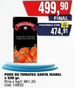 Maxiconsumo Santa Isabel pure de tomates oferta