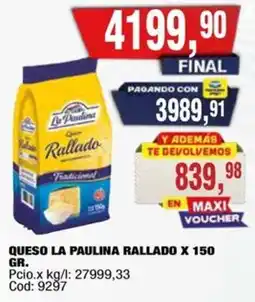 Maxiconsumo La Paulina queso rallado oferta
