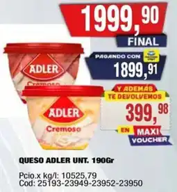 Maxiconsumo Adler queso oferta