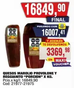 Maxiconsumo Marolio quesos provolone y reggianito oferta
