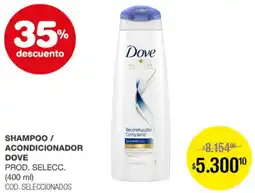 Atomo Conviene Dove shampoo / acondicionador prod. selecc. oferta