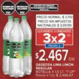 Carrefour 7 up gaseosa lima limón regular botella oferta