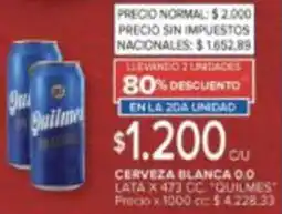 Carrefour Quilmes cerveza blanca 0.0 lata oferta
