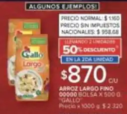 Carrefour Gallo arroz largo fino 00000 bolsa oferta