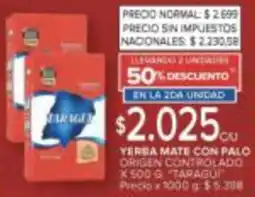 Carrefour Taragui yerba mate con palo origen controlado oferta