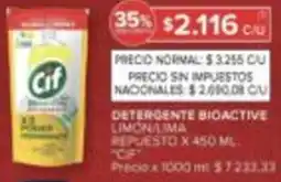 Carrefour Cif detergente bioactive limon/lima repuesto oferta