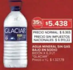 Carrefour Glaciar agua mineral sin gas bajo en sodio bidon oferta