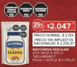 Carrefour Hellmann's mayonesa regular doy pack oferta
