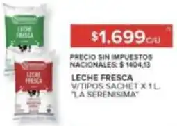 Carrefour La serenisima leche fresca v/tipos sachet oferta