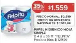 Carrefour Felpita papel higienico hoja simple oferta